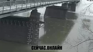 Веб-камера с видом на Калтанский мост и шкалу уровня воды в реке Кондома, Калтан 📺 Прямо сейчас смотреть онлайн